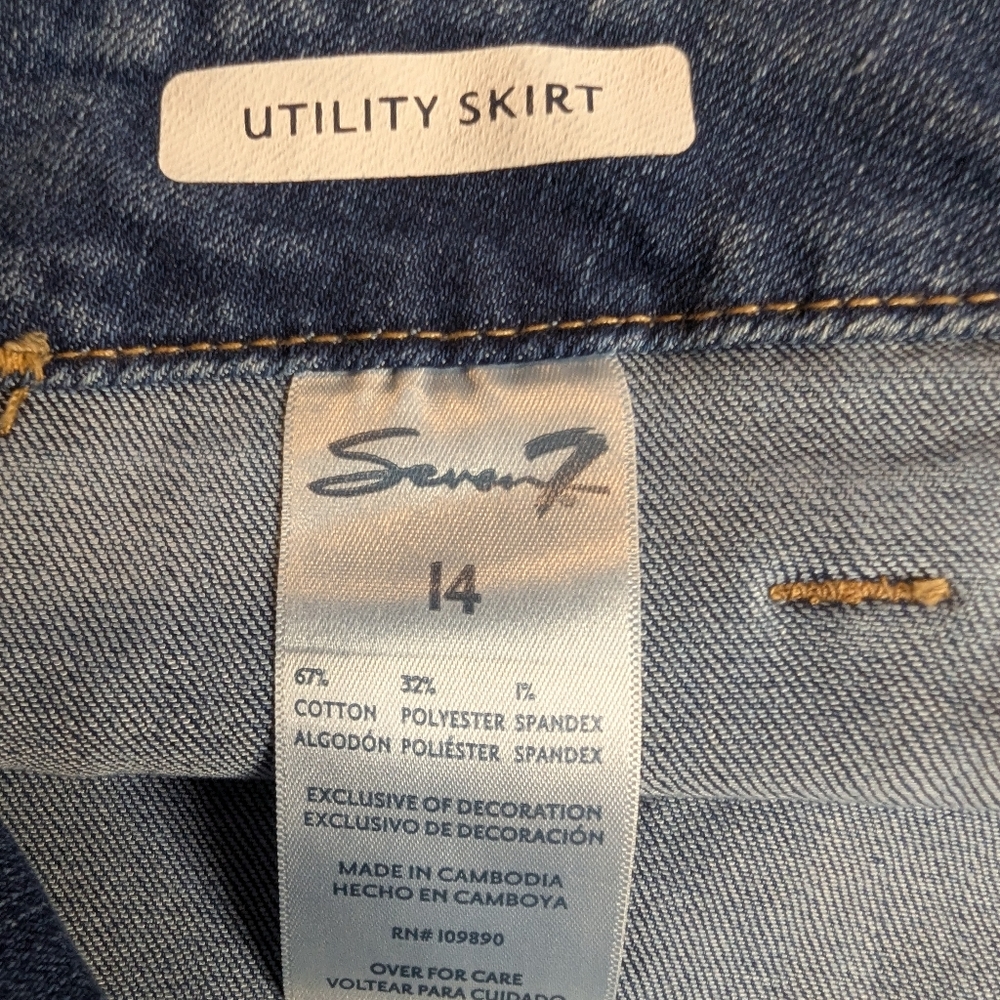 Seven7 Ulitity Denim Blue Mini Women's Skirt With Pockets, Size 14 - Picture 7 of 10